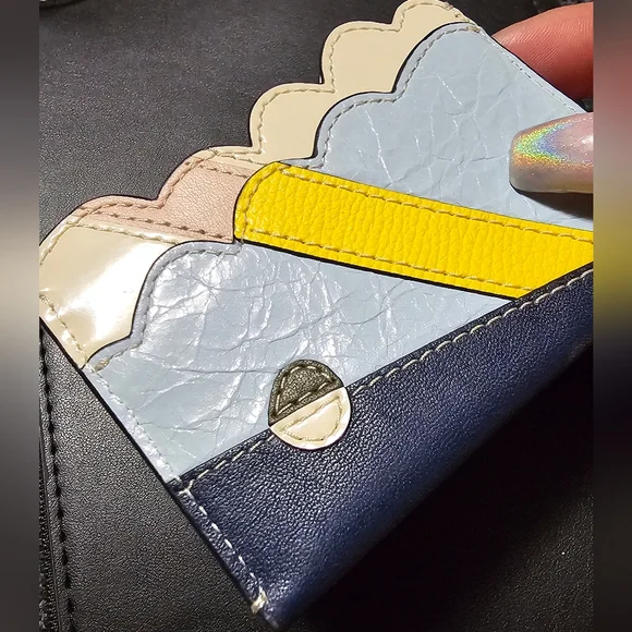 TORY BURCH Card Case Multicolor Leather Enamel Card Holder - Picture 12 of 12